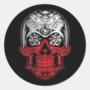 Poland Skull And Roses Flag Classic Round Sticker