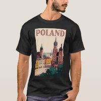 Poland Skyline Illustration Travel Art Vintage