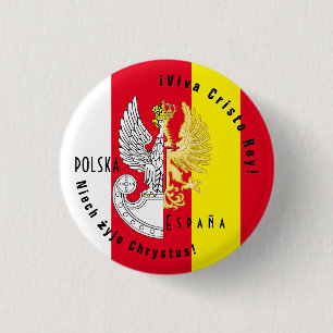 POLAND-SPAIN FRIENSHIP 1 INCH ROUND BUTTON
