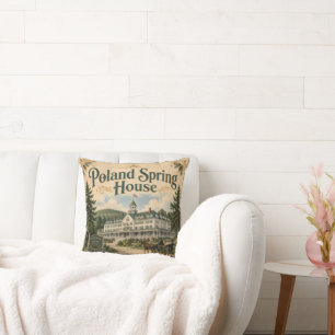 Poland Spring House Maine Grand Resort Vintage Throw Pillow