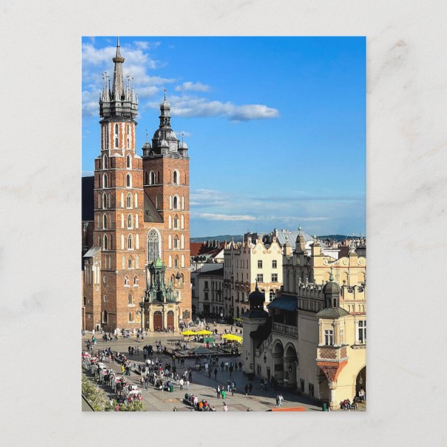 Poland St Mary's Basilica Krakow Old Town Postcard (Front)