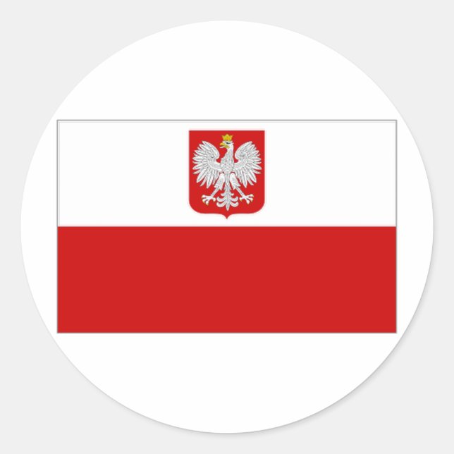 Poland State Flag amd Civil Ensign Classic Round Sticker (Front)