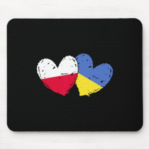 Poland Ukraine Heart Flags Polish Ukrainian Dual F Mouse Pad