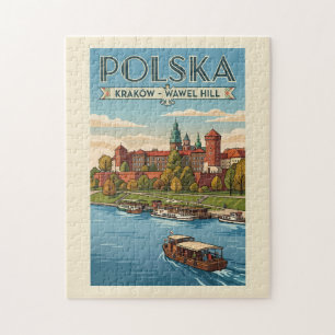 Poland Wawel Royal Castle Illustration Travel Art  Jigsaw Puzzle