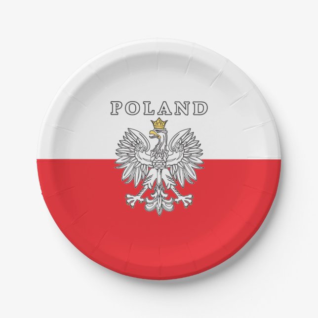 Poland With Polish Eagle Paper Plate (Front)