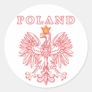 Poland With Red Polish Eagle Classic Round Sticker