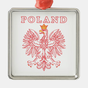 Poland With Red Polish Eagle Metal Ornament