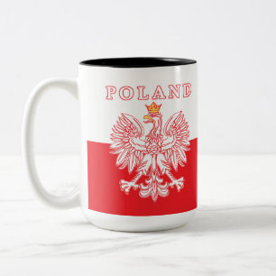 Poland With Red Polish Eagle Two-Tone Coffee Mug