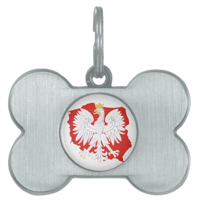 Poland with White Eagle  Dog Bone Tag (Front)