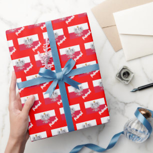 Poland Wrapping Paper, Polish Flag patriotic, Red Wrapping Paper
