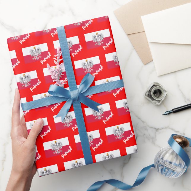 Poland Wrapping Paper, Polish Flag patriotic, Red Wrapping Paper (Gifting)