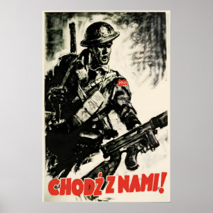 Poland WWII Propaganda Poster Come With Us