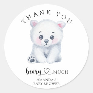 Polar baby bear - thank you beary much classic round sticker