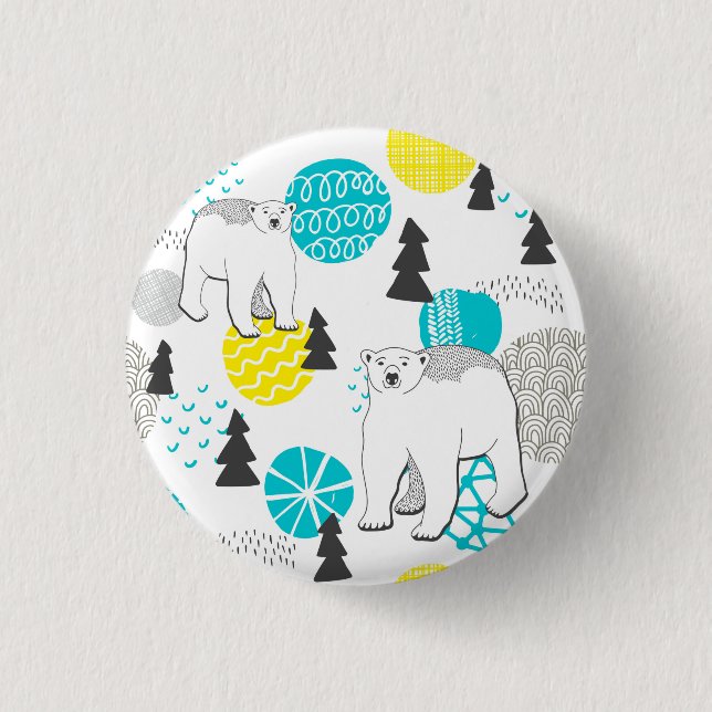 Polar bear 1 inch round button (Front)