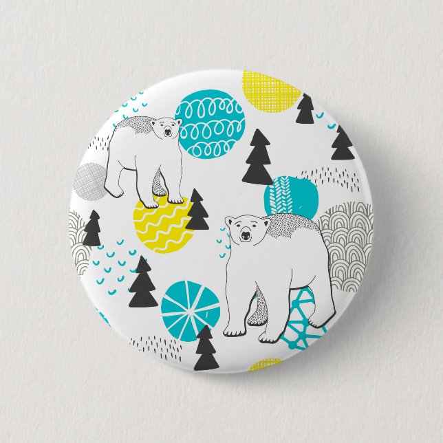 Polar bear 2 inch round button (Front)
