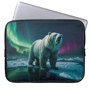 Polar Bear and Aurora Art Laptop Sleeve