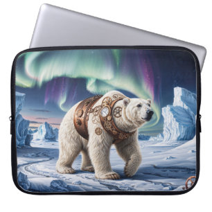 Polar Bear and Aurora Art Laptop Sleeve