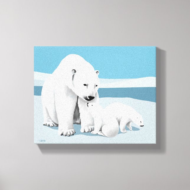 Polar Bear and Cubs Canvas Print (Front)