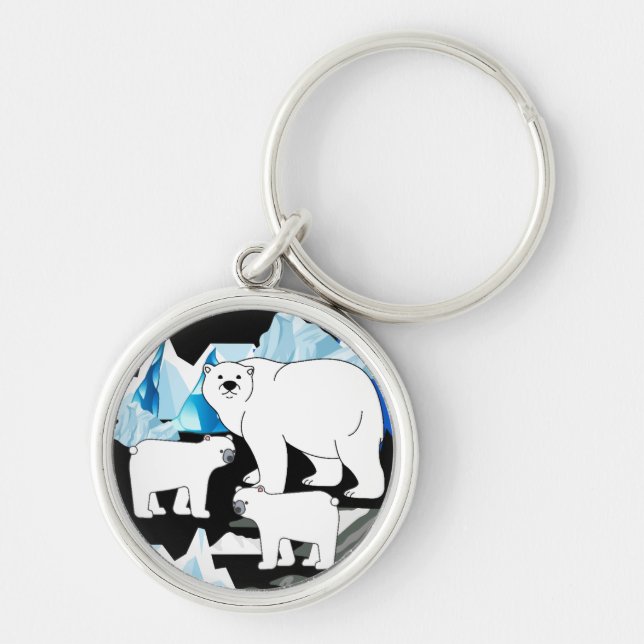 Polar Bear And Cubs Keychain (Front)
