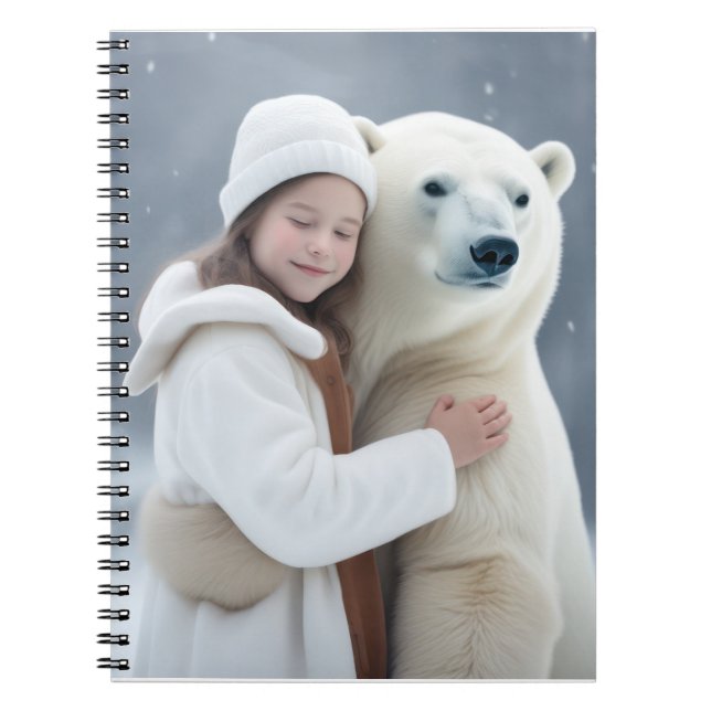 Polar Bear and Girl Hug Notebook (Front)