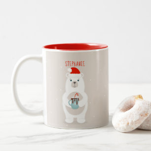 Polar Bear and Hot Cocoa Christmas Two-Tone Coffee Mug
