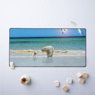 Polar Bear And Jack Russel, Desk Mat