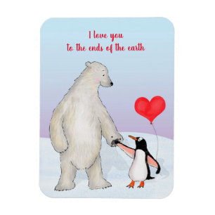 Polar bear and penguin 'love you' magnet