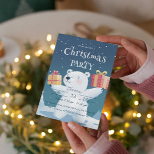 Polar Bear and Presents Christmas Party Invitation