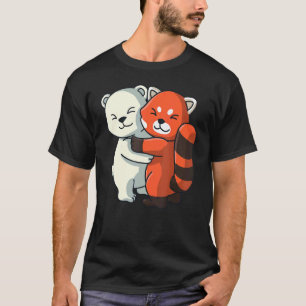 Polar Bear And Red Panda Cute Animals Hugging Wome T-Shirt