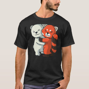 Polar Bear And Red Panda Cute Animals Hugging Wome T-Shirt