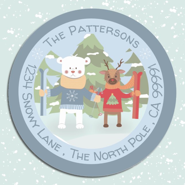 Polar Bear and Reindeer Blue Envelope Seals (Creator Uploaded)