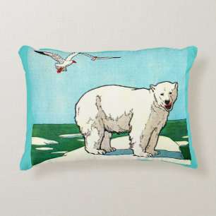 polar bear and seagulls print accent pillow