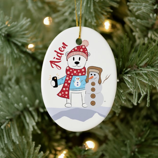 Polar Bear and Snowman Christmas Ornament (Tree)