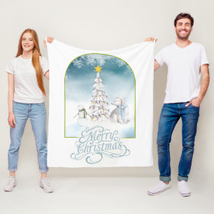 Polar Bear and Snowman Fleece Blanket