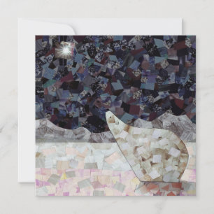 Polar Bear and Star Square Christmas Card, Blank Holiday Card