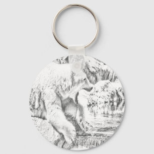 Polar bear and water keychain