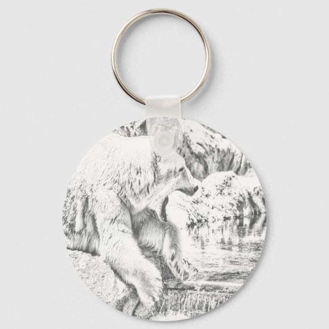 Polar bear and water keychain (Front)