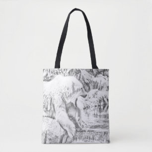 polar bear and water tote bag