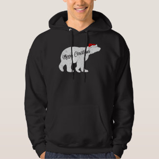 Polar Bear Animal Lover Xmas Santa Hat Polar Bear  Hoodie