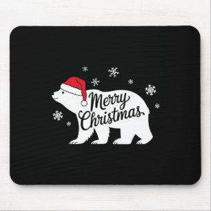 Polar Bear Animal Lover Xmas Santa Hat Polar Bear Mouse Pad