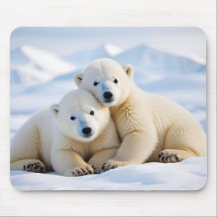 Polar Bear Animal Nature Wildlife Affection Caring Mouse Pad