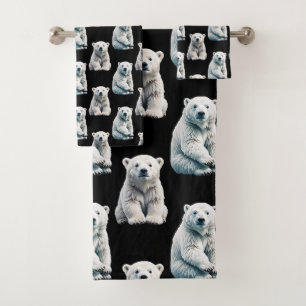 Polar Bear Animal Pattern Design Bath Towel Set