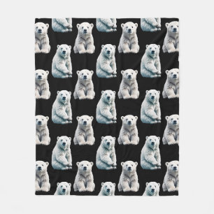 Polar Bear Animal Pattern Design Fleece Blanket