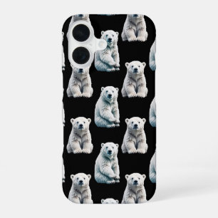 Polar Bear Animal Pattern Design iPhone 16 Case
