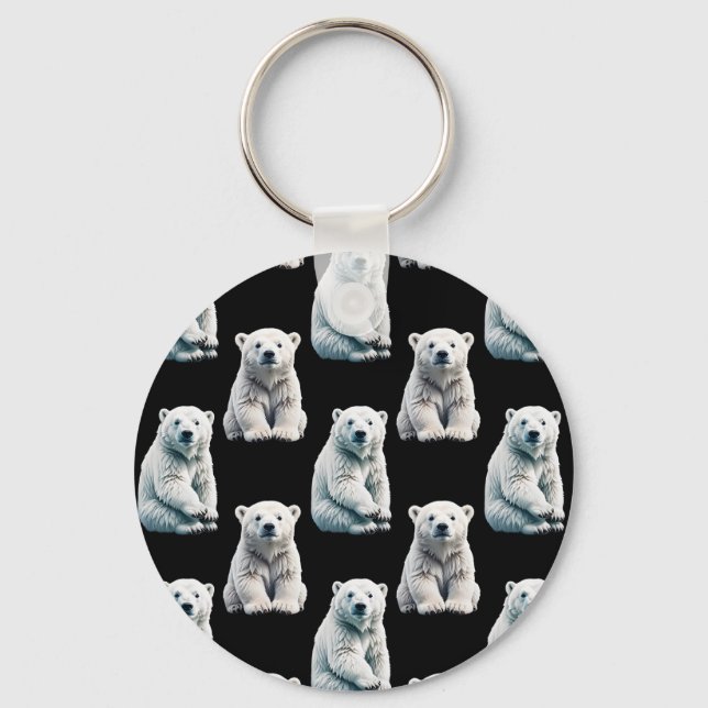 Polar Bear Animal Pattern Design  Keychain (Front)