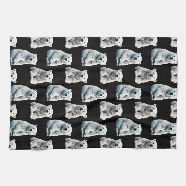Polar Bear Animal Pattern Design  Kitchen Towel (Horizontal)