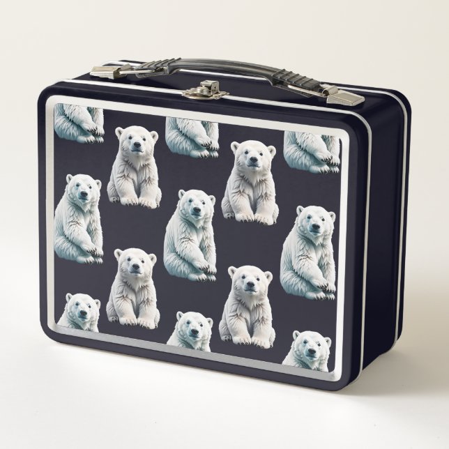 Polar Bear Animal Pattern Design  Metal Lunch Box (Front)