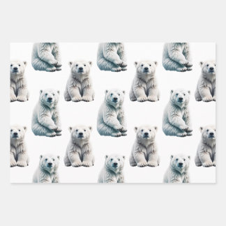 Polar Bear Animal Pattern Design Wrapping Paper Sheet