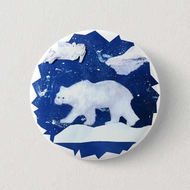 Polar Bear "Art by Kids" 2 Inch Round Button (Front)
