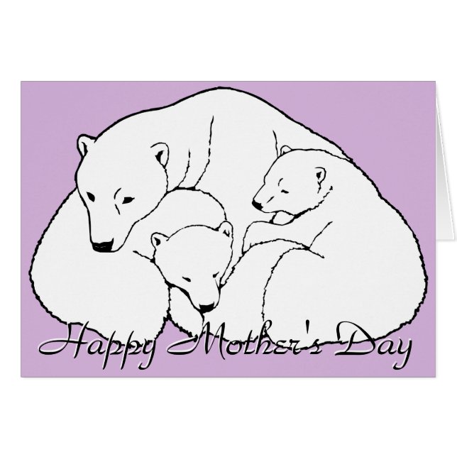 Polar Bear Art Card Mother's Day Personalized Card (Front Horizontal)